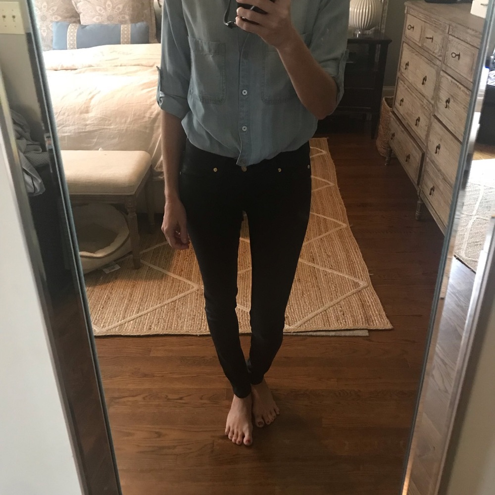 7 for all Mankind black metallic skinny jeans